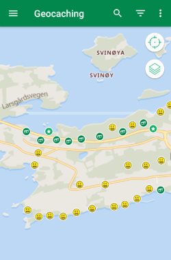 Når du har funnet og logget cacher får du et pent smil på dem hva er geocaching